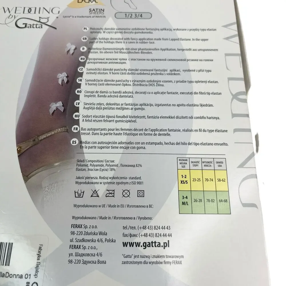 Wedding Stockings GATTA BellaDonna Size 1-2 XS/S Off White New